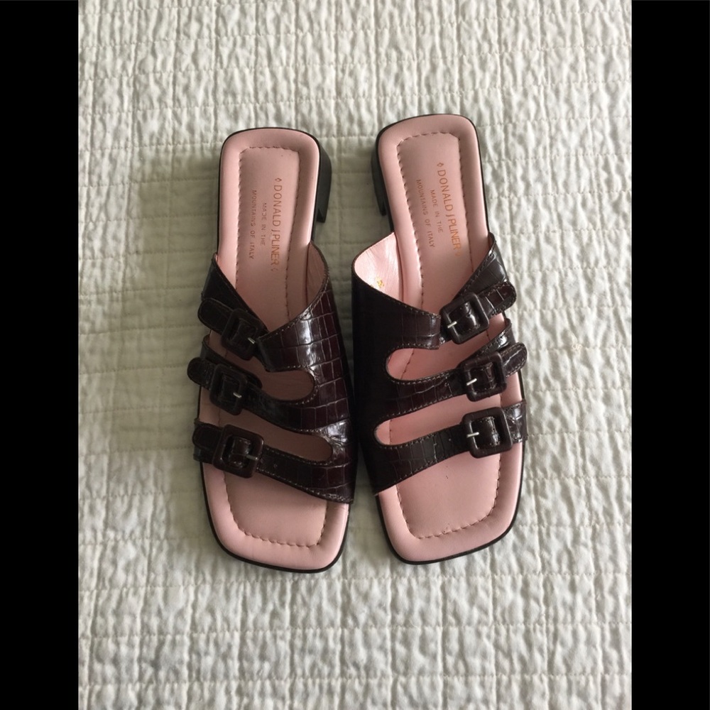 Donald Pliner Embossed Croc Slides - image 1